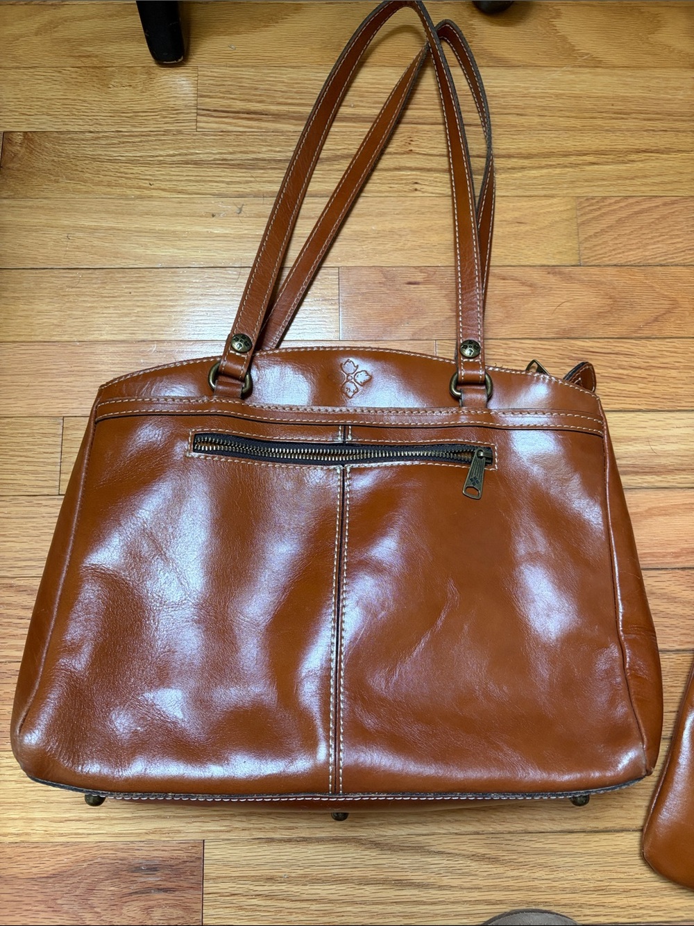Patricia Nash Cognac Leather Double-Strap Shoulder Bag